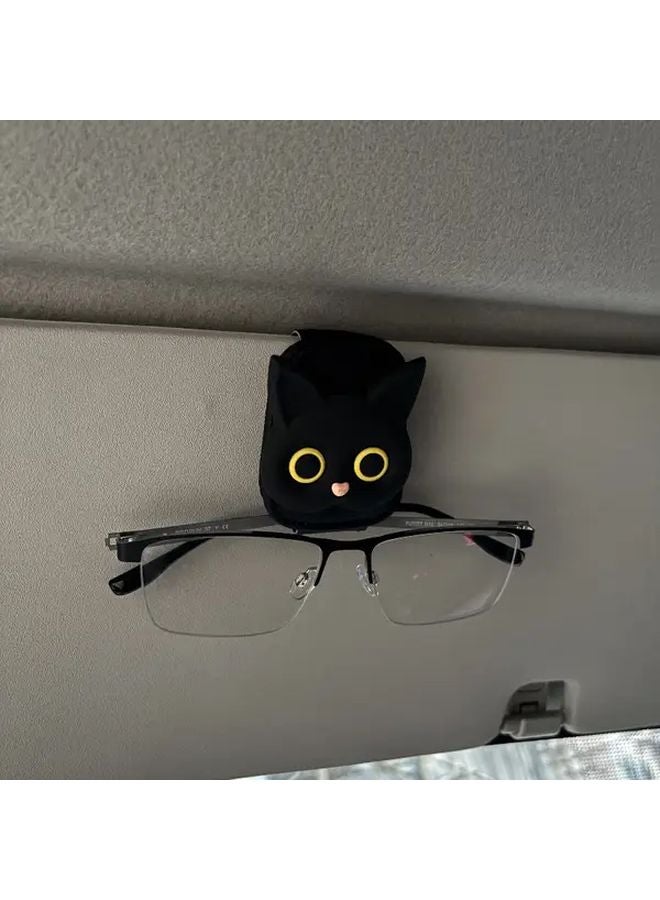 Gray Cat Leather Glasses Clip Holder Sun Visor Storage Rack - Image 3